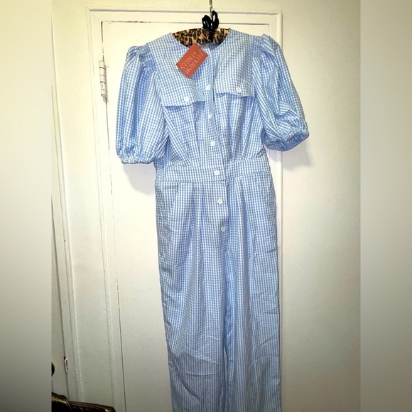 Mable Pants - NWT Mable Blue Gingham Jumpsuit with Cinched Waist Small fits US 6/8